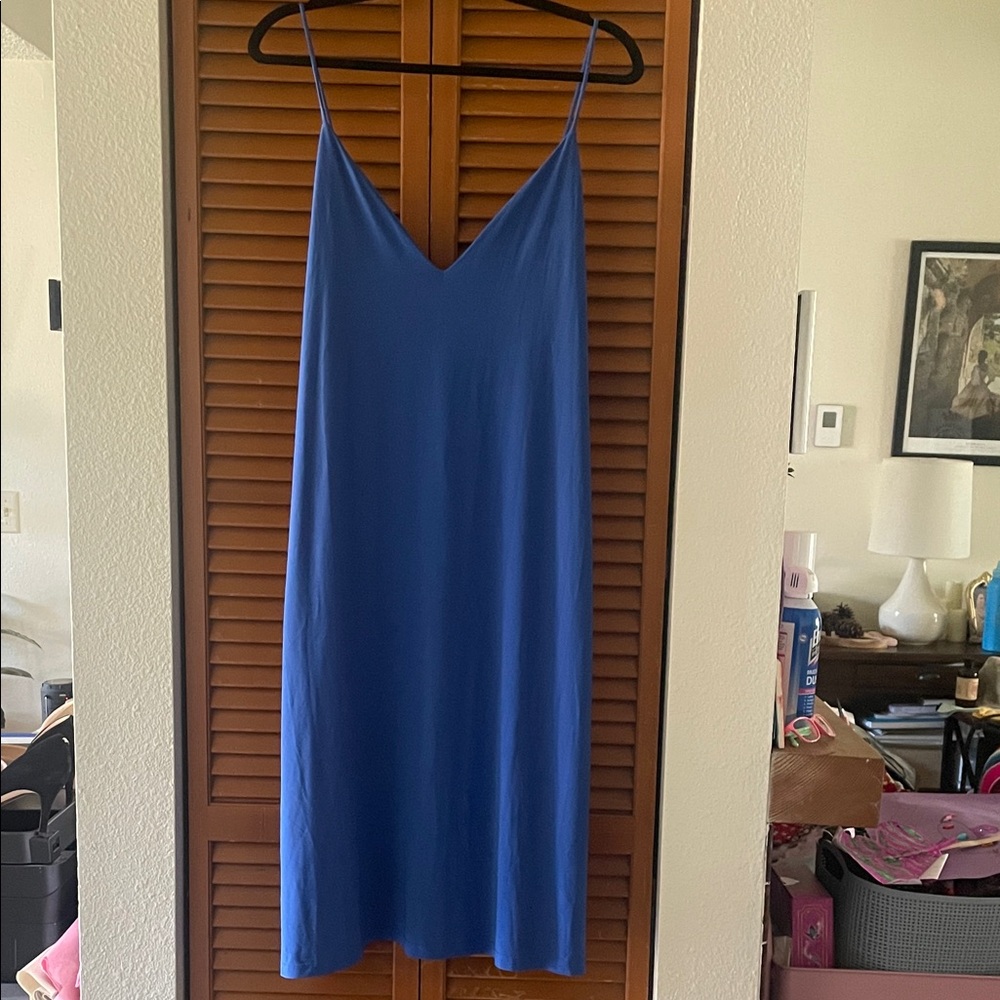 Zara Cobalt Blue Slip Dress with V-Neck